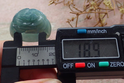 Certified Icy Green Burma 100% Natural A JADE Jadeite Rose Flower RING USA. 8.5 花戒指 634025  TN