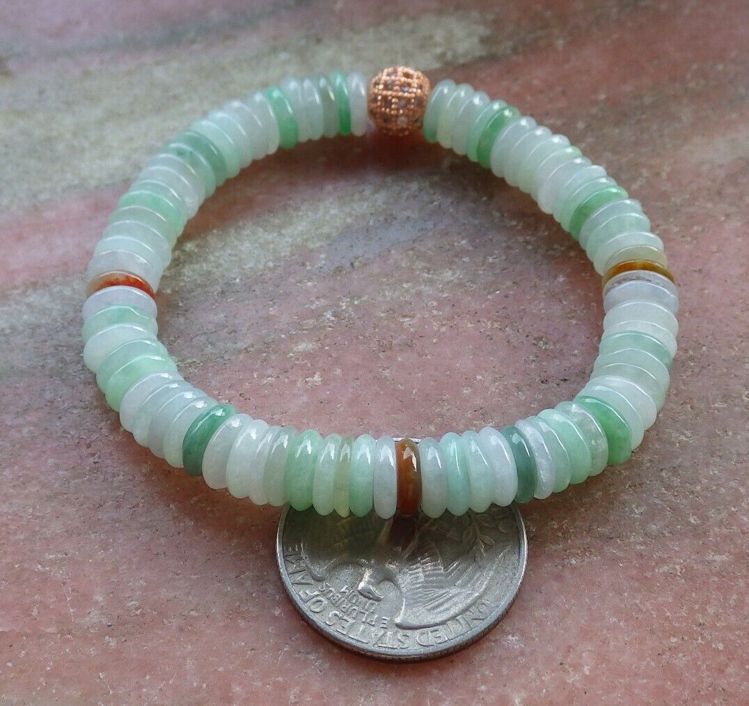 Certified Yellow Green Pale Lavender 100% Natural A JADE Jadeite Bead Beads Bangle Circle Bead Beads Bangle Bracelet 平安扣手链 525214  TN