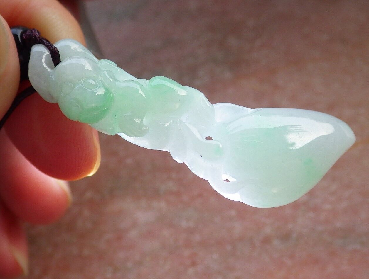 Certified Green Burma 100% Natural A Jade jadeite Pendant Monkey Peach Necklace 猴子 575272 TN