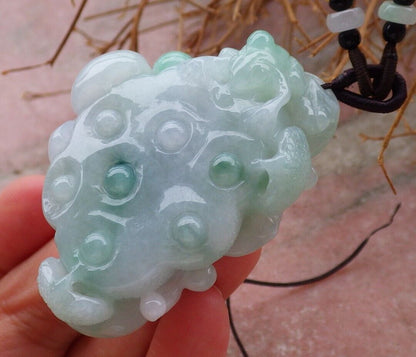 Certified Green 100% Natural A Jade jadeite Pendant Frog Toad Lotus Flower Necklace 金蟾 花开富贵 519629  TN