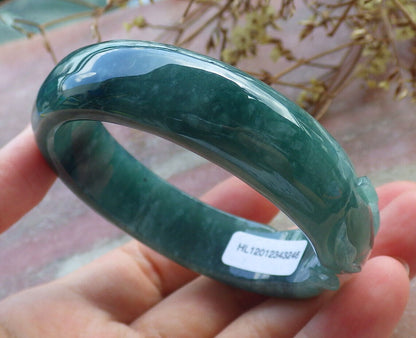 Certified Icy Green Burma 100% Natural A JADE Jadeite  Fox Bangle Bracelet 53 mm 手镯 632722  TN