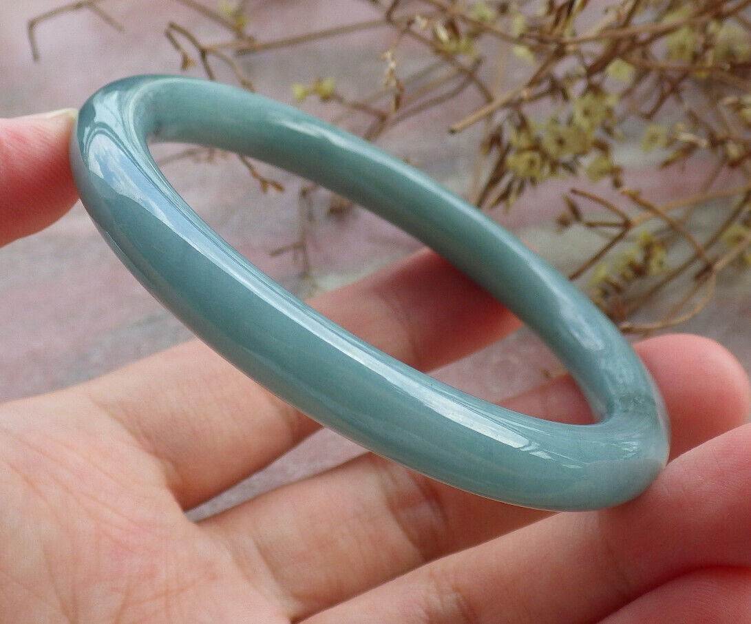 Atestita Verda Birmo 100% Natura A JADE Jadeita Ronda Brakringo 55,7 mm 手镯 632745 TN