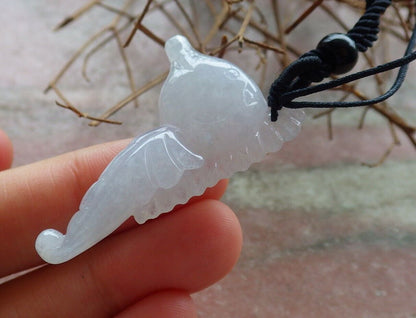 Certified Icy White 100% Natural A Jade jadeite Pendant Sea Horse Seahorse Necklace 海马  528880  TN