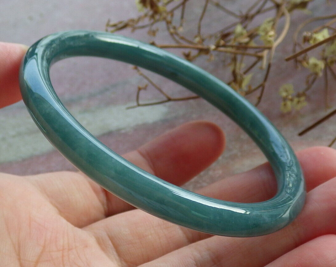Certified Icy Blue Water Burma 100% Natural A JADE Jadeite Circle Bangle Bracelet 59 mm 手镯 633779  TN