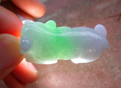Certified Green Pale Lavender 100% Natural A Jade jadeite Pendant Tiger Money Coin Necklace 虎虎生威 525962  TN