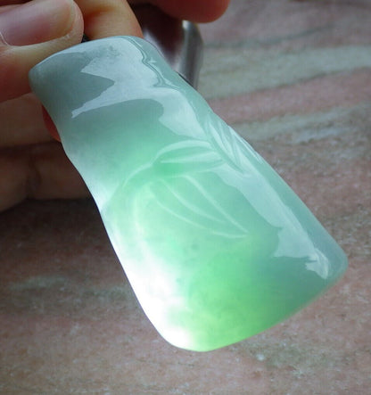 Certified Green Burma 100% Natural A Jade jadeite pendant Bamboo Necklace 富贵竹 635259  TN
