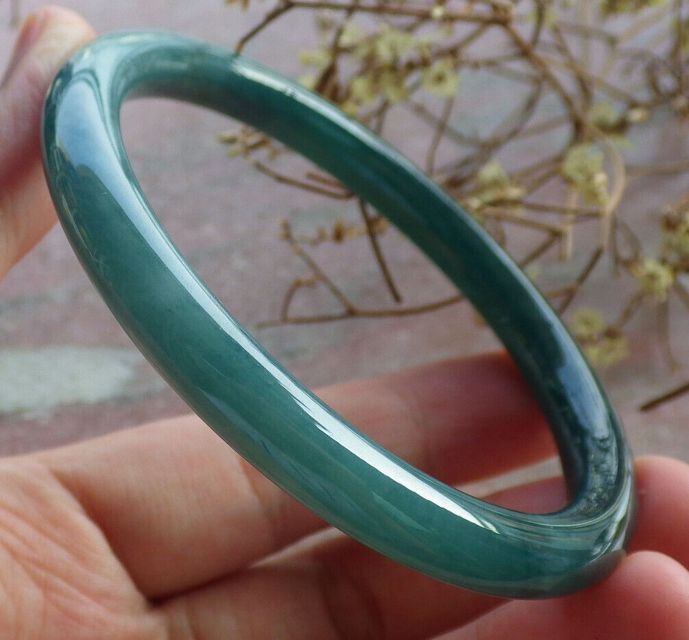 Certified Icy Blue Water Burma 100% Natural A JADE Jadeite Circle Bangle Bracelet 59 mm 手镯 633761  TN