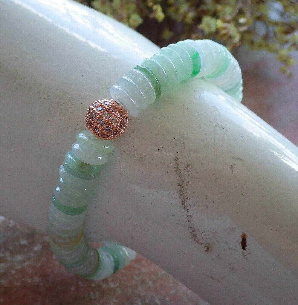 Certified Yellow Green Pale Lavender 100% Natural A JADE Jadeite Bead Beads Bangle Circle Bead Beads Bangle Bracelet 平安扣手链 524545  TN
