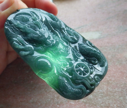 Atestita Glacia Verda Birmo 100% Natura A Jadejadeito Penda Drako-Perlo-Koliero 生意兴隆 634370 TN