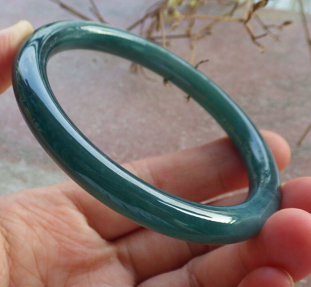 Certified Icy Blue Water Green Burma 100% Natural A JADE Jadeite Circle Bangle Bracelet 57 mm 手镯 634182  TN