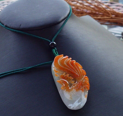 Certified Red 100% Natural A Jade jadeite Pendant Phoenix Rooster Necklace 招财鸡 525635  TN