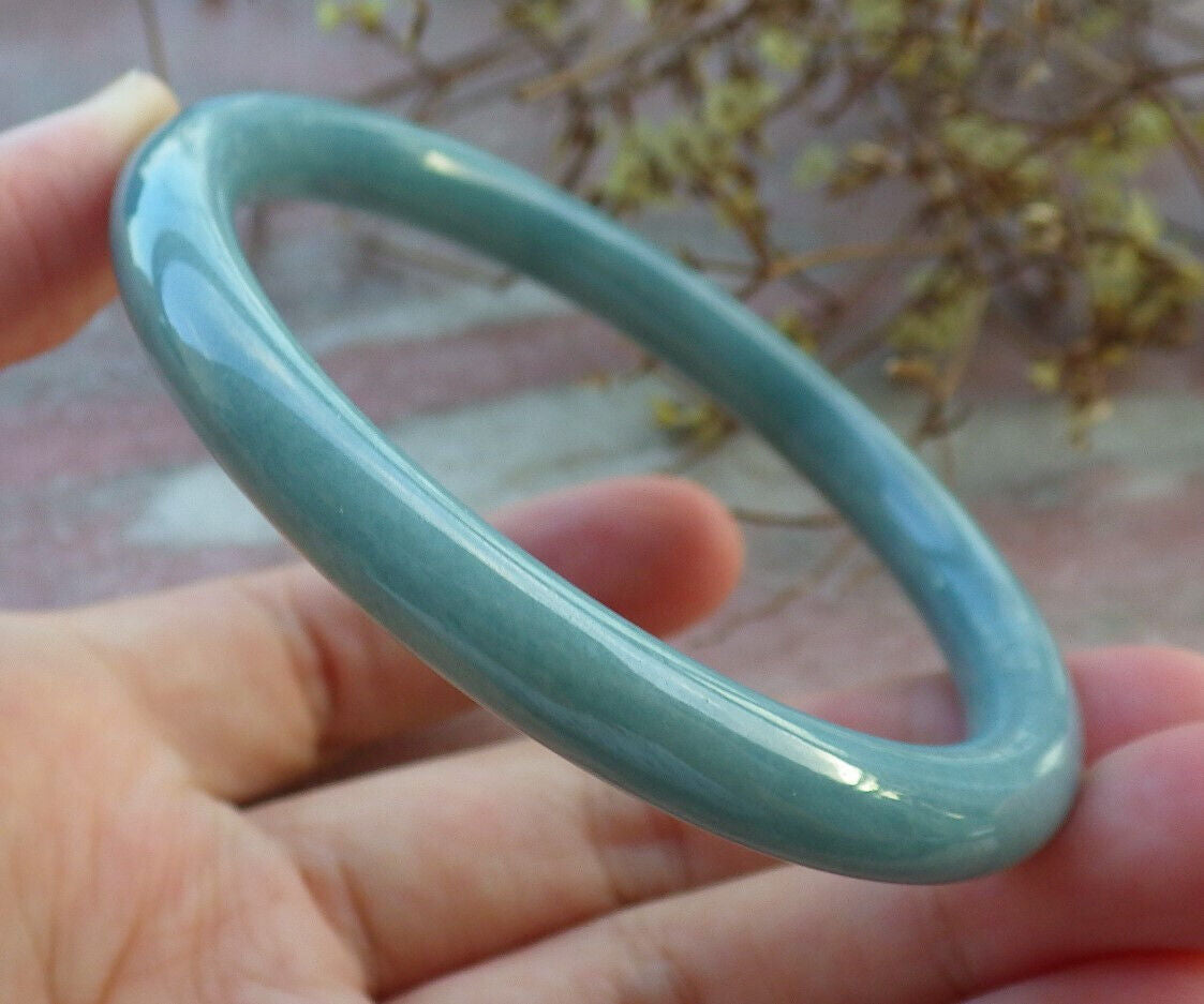 Atestita Verda Birmo 100% Natura A JADE Jadeita Ronda Brakringo 56 mm 手镯 633146 TN