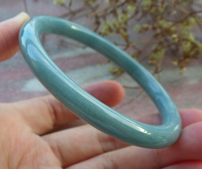 Atestita Verda Birmo 100% Natura A JADE Jadeita Ronda Brakringo 56 mm 手镯 633146 TN