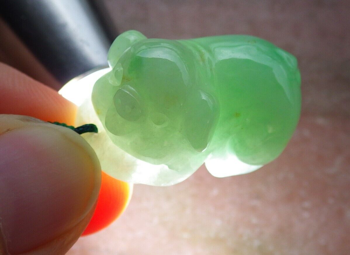 Certified Green 100% Natural A Jade jadeite Pendant Zodiac Pig Boar Money Coin 发财猪 525120  TN