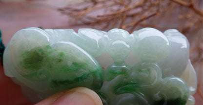Certified Green 100% Natural A Jade jadeite Pendant Bat Peach Lotus Flower Ruyi Necklace 蝙蝠 525591  TN