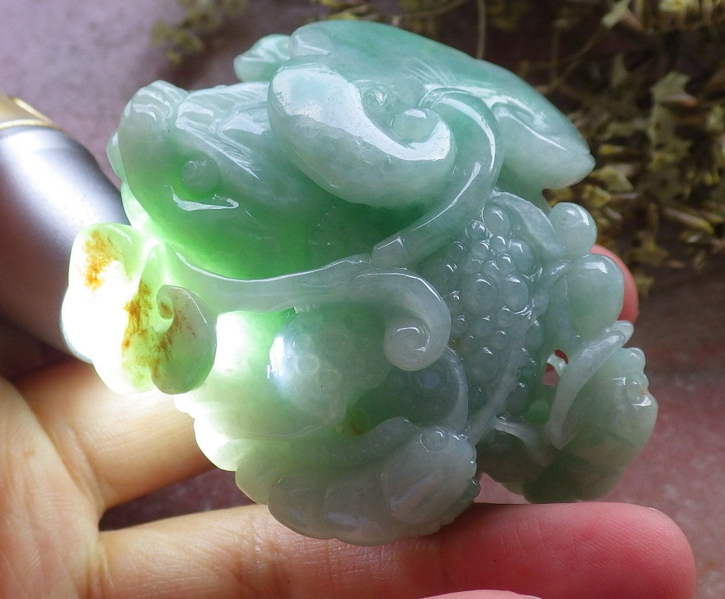 Certified Green Burma 100% Natural A Jade jadeite Display Frog centipede scorpion snake 五毒 601989  TN