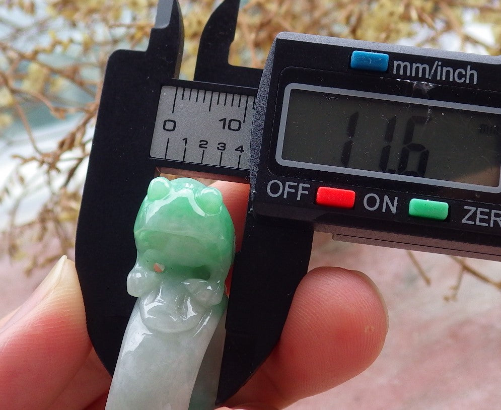 Certified Green Burma 100% Natural A JADE Jadeite Frog Toad Money Coin RING USA. 8.5 戒指 630445 TN