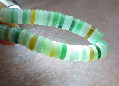 Certified Yellow Green Burma 100% Natural A JADE Jadeite Bead Beads Bangle Circle Bead Beads Bangle Bracelet 平安扣手链 630498 TN