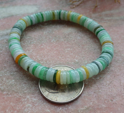 Certified Yellow Green Burma 100% Natural A JADE Jadeite Bead Beads Bangle Circle Bead Beads Bangle Bracelet 平安扣手链 630498 TN