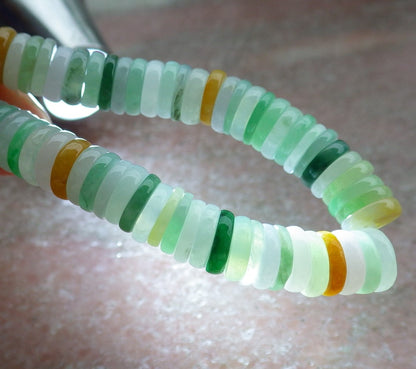 Certified Yellow Green Burma 100% Natural A JADE Jadeite Bead Beads Bangle Circle Bead Beads Bangle Bracelet 平安扣手链 630523 TN
