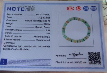 Certified Yellow Green Burma 100% Natural A JADE Jadeite Bead Beads Bangle Circle Bead Beads Bangle Bracelet 平安扣手链 630523 TN