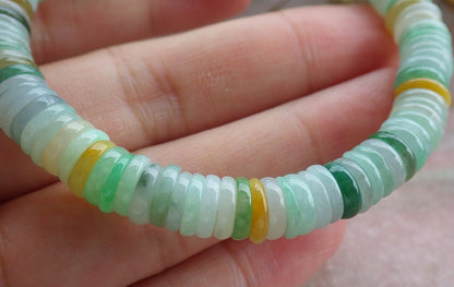 Certified Yellow Green Burma 100% Natural A JADE Jadeite Bead Beads Bangle Circle Bead Beads Bangle Bracelet 平安扣手链 630531 TN