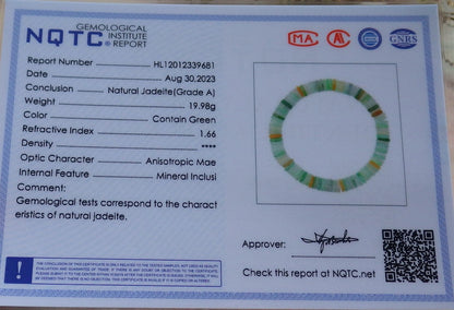 Certified Yellow Green Burma 100% Natural A JADE Jadeite Bead Beads Bangle Circle Bead Beads Bangle Bracelet 平安扣手链 630531 TN