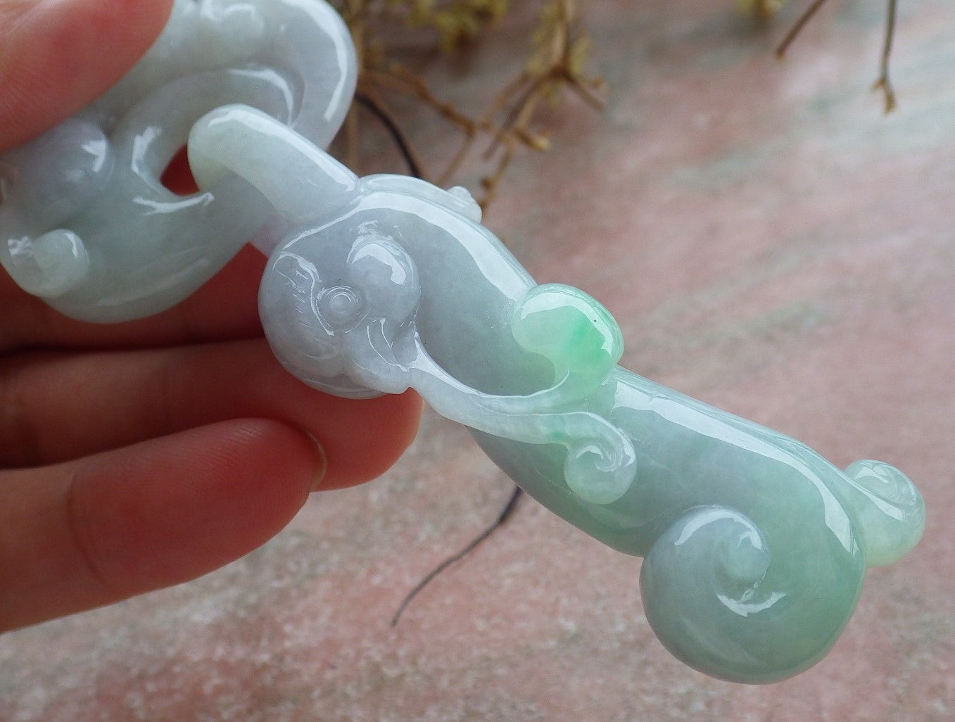Certified Green Pale Lavender Burma 100% Natural A Jade jadeite Pendant Dragon Phoenix Coin Necklace W Ring 龙凤 630549 TN