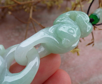 Certified Green Burma 100% Natural A Jade jadeite Pendant Dragon Fish Necklace W Ring 630557 TN