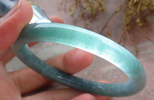 Certified Icy Green Burma 100% Natural A JADE Jadeite Circle Bangle Bracelet 58 mm 手镯 630609 TN