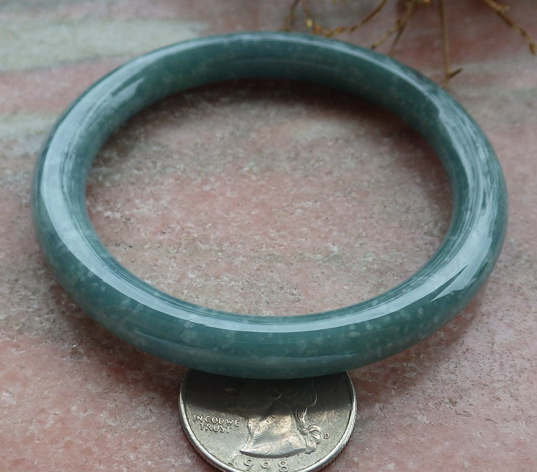 Certified Icy Green Burma 100% Natural A JADE Jadeite Circle Bangle Bracelet 58 mm 手镯 630609 TN