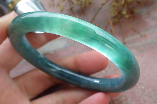 Certified Icy Green Burma 100% Natural A JADE Jadeite Circle Bangle Bracelet 55 mm 手镯 630617 TN