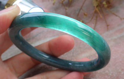 Certified Icy Green Burma 100% Natural A JADE Jadeite Circle Bangle Bracelet 55 mm 手镯 630627 TN