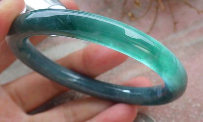 Certified Icy Green Burma 100% Natural A JADE Jadeite Circle Bangle Bracelet 55 mm 手镯 630627 TN