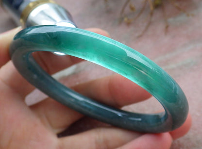 Certified Icy Green Burma 100% Natural A JADE Jadeite Circle Bangle Bracelet 55 mm 手镯 630627 TN