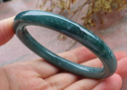 Certified Icy Green Burma 100% Natural A JADE Jadeite Circle Bangle Bracelet 55 mm 手镯 630627 TN
