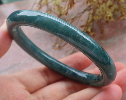 Certified Icy Green Burma 100% Natural A JADE Jadeite Circle Bangle Bracelet 55 mm 手镯 630627 TN