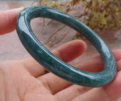 Certified Icy Green Burma 100% Natural A JADE Jadeite Circle Bangle Bracelet 55 mm 手镯 630627 TN