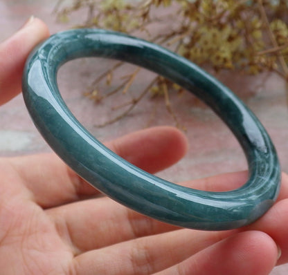 Certified Icy Green Burma 100% Natural A JADE Jadeite Circle Bangle Bracelet 55 mm 手镯 630627 TN