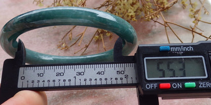 Certified Icy Green Burma 100% Natural A JADE Jadeite Circle Bangle Bracelet 55 mm 手镯 630627 TN