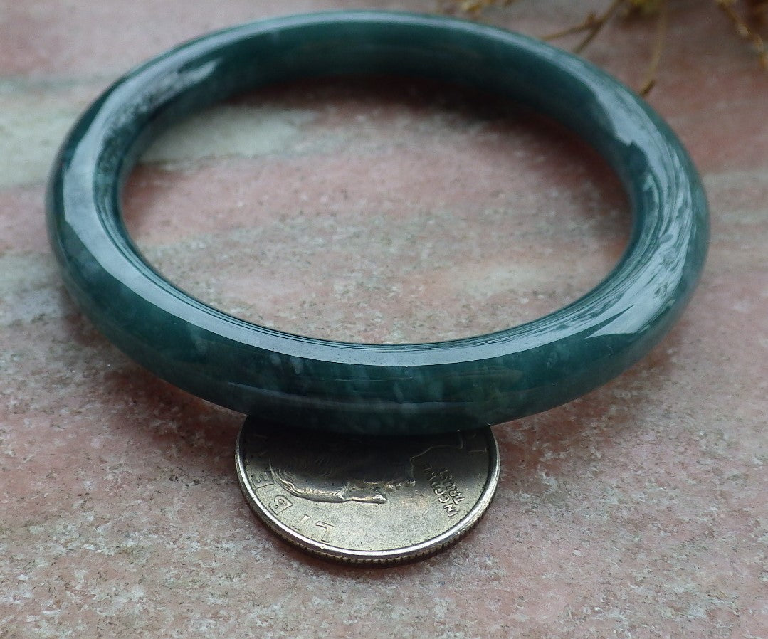 Certified Icy Green Burma 100% Natural A JADE Jadeite Circle Bangle Bracelet 55 mm 手镯 630627 TN