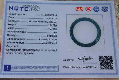 Certified Icy Green Burma 100% Natural A JADE Jadeite Circle Bangle Bracelet 55 mm 手镯 630627 TN