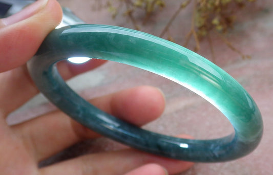 Certified Icy Green Burma 100% Natural A JADE Jadeite Circle Bangle Bracelet 59 mm 手镯 630638 TN