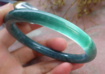 Certified Icy Green Burma 100% Natural A JADE Jadeite Circle Bangle Bracelet 59 mm 手镯 630638 TN
