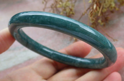 Certified Icy Green Burma 100% Natural A JADE Jadeite Circle Bangle Bracelet 59 mm 手镯 630638 TN
