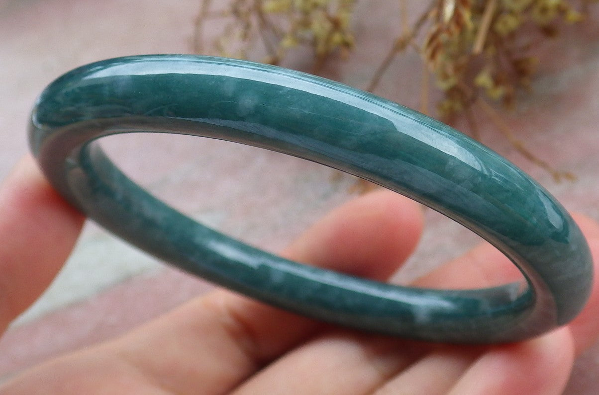 Certified Icy Green Burma 100% Natural A JADE Jadeite Circle Bangle Bracelet 59 mm 手镯 630638 TN