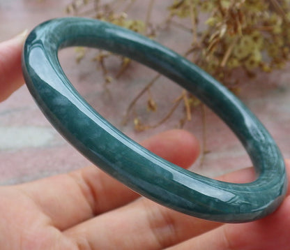 Certified Icy Green Burma 100% Natural A JADE Jadeite Circle Bangle Bracelet 59 mm 手镯 630638 TN