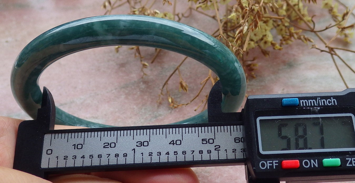 Certified Icy Green Burma 100% Natural A JADE Jadeite Circle Bangle Bracelet 59 mm 手镯 630638 TN