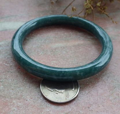 Certified Icy Green Burma 100% Natural A JADE Jadeite Circle Bangle Bracelet 59 mm 手镯 630638 TN
