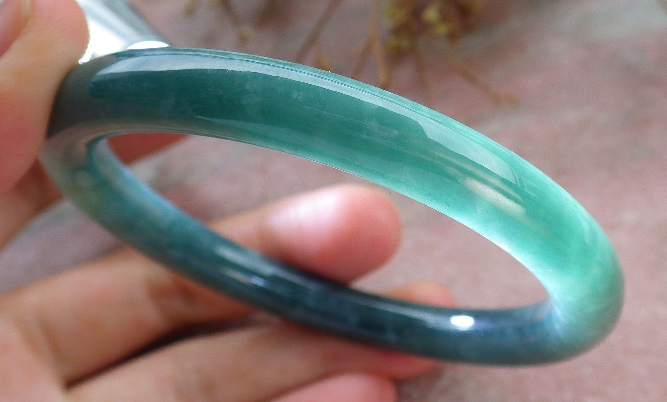 Certified Green Burma 100% Natural A JADE Jadeite Circle Bangle Bracelet 57 mm 手镯 630658 TN
